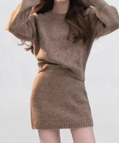 SHEPP(シープ)の「【2P商品】コンパクトフィットニット+タイトミニスカート(セットアップ・レディース・アイボリー/グレー/ベージュ・F)」の2枚目の写真