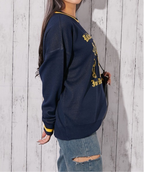 GORGE(ゴージ)の「《ジャガードロゴ柄×配色ライン》ゆるシルエットニットプルオーバー(ニット/セーター・レディース・オフホワイト/チャコール/ネイビー・F)」の8枚目の写真