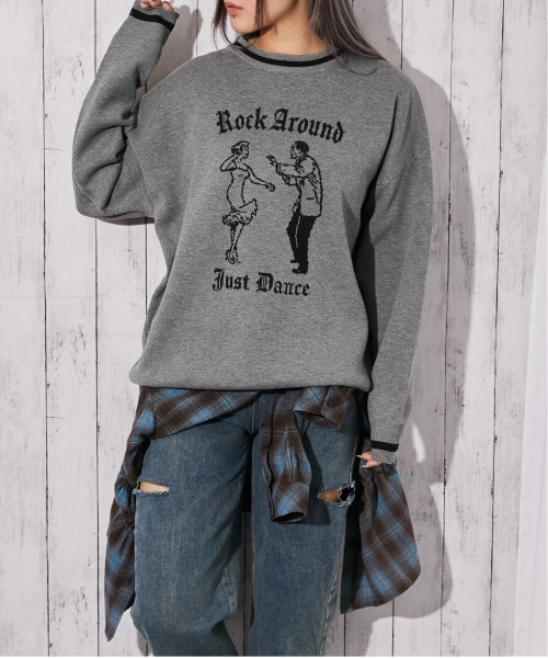 GORGE(ゴージ)の「《ジャガードロゴ柄×配色ライン》ゆるシルエットニットプルオーバー(ニット/セーター・レディース・オフホワイト/チャコール/ネイビー・F)」の10枚目の写真