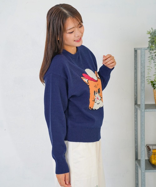 ScoLar(スカラー)の「153725:キャップネコ柄ジャガードニットプルオーバー(Tシャツ/カットソー・レディース・ブラック/杢グレー/ネイビー・M)」の18枚目の写真