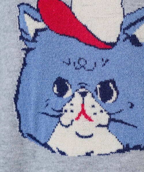 ScoLar(スカラー)の「153725:キャップネコ柄ジャガードニットプルオーバー(Tシャツ/カットソー・レディース・ブラック/杢グレー/ネイビー・M)」の15枚目の写真