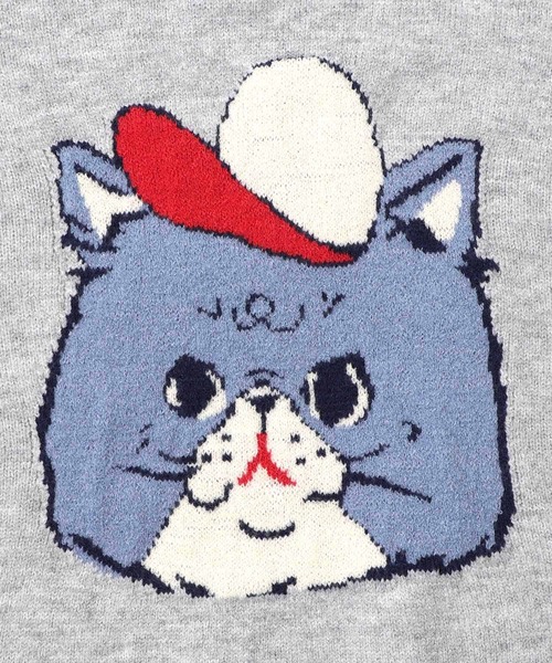 ScoLar(スカラー)の「153725:キャップネコ柄ジャガードニットプルオーバー(Tシャツ/カットソー・レディース・ブラック/杢グレー/ネイビー・M)」の17枚目の写真