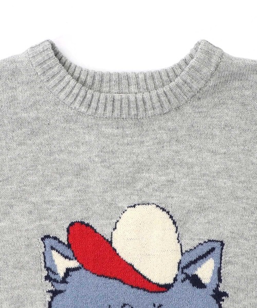 ScoLar(スカラー)の「153725:キャップネコ柄ジャガードニットプルオーバー(Tシャツ/カットソー・レディース・ブラック/杢グレー/ネイビー・M)」の10枚目の写真