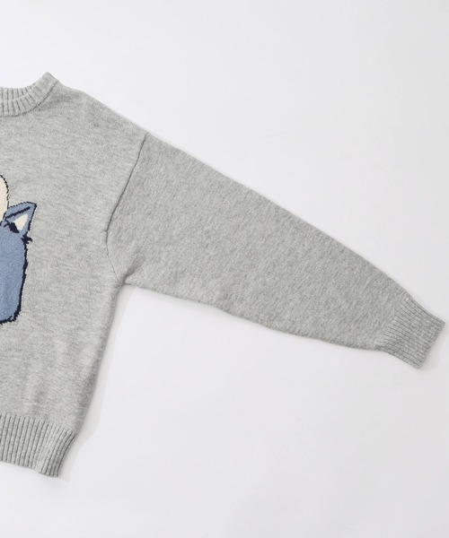 ScoLar(スカラー)の「153725:キャップネコ柄ジャガードニットプルオーバー(Tシャツ/カットソー・レディース・ブラック/杢グレー/ネイビー・M)」の11枚目の写真