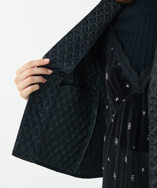 ラメマトラッセ バックペプラムジャケット（ノーカラージャケット