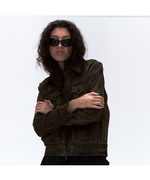 ERER（エルエル）の「Suede Pocket Rider Jacket Khaki（ライダースジャケット・メンズ）」