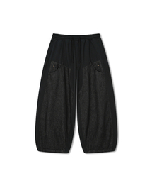 ANGLAN（アングラン）の「Denim Double Sweat Balloon Pants - Black（その他パンツ）」
