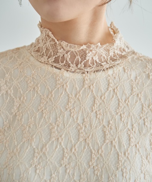 STYLE DELI（スタイルデリ）の「袖口から出すレーシィーインナートップス（Tシャツ/カットソー・レディース・ブラック/ホワイト/キナリ・MEDIUM）」の5枚目の写真