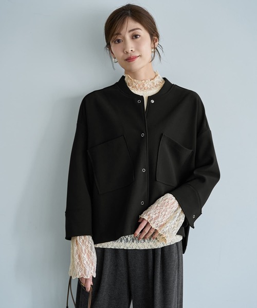 STYLE DELI（スタイルデリ）の「袖口から出すレーシィーインナートップス（Tシャツ/カットソー・レディース・ブラック/ホワイト/キナリ・MEDIUM）」の7枚目の写真