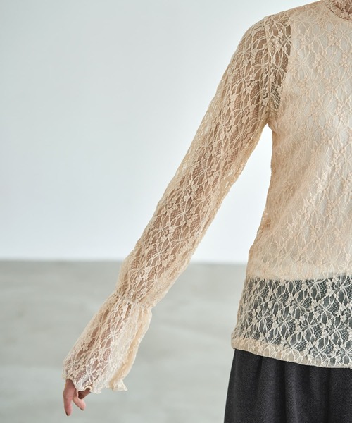 STYLE DELI（スタイルデリ）の「袖口から出すレーシィーインナートップス（Tシャツ/カットソー・レディース・ブラック/ホワイト/キナリ・MEDIUM）」の8枚目の写真