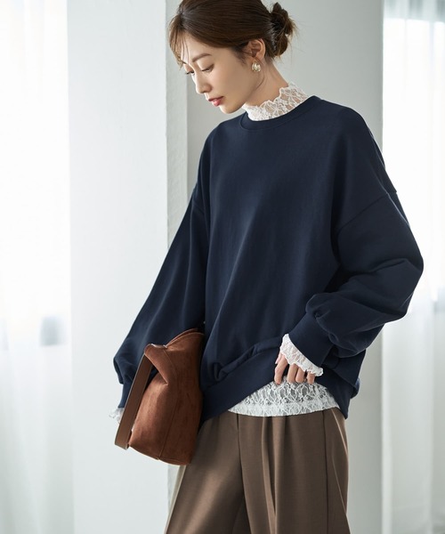 STYLE DELI（スタイルデリ）の「袖口から出すレーシィーインナートップス（Tシャツ/カットソー・レディース・ブラック/ホワイト/キナリ・MEDIUM）」の10枚目の写真