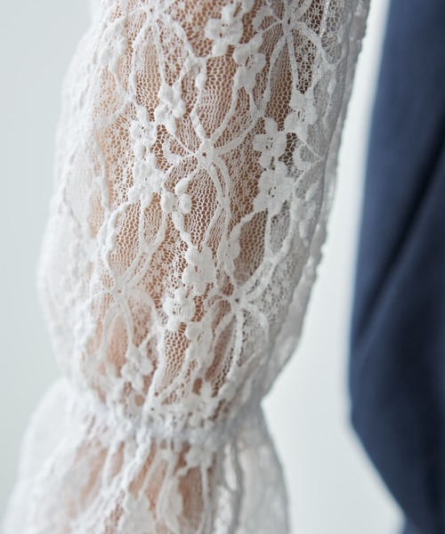 STYLE DELI（スタイルデリ）の「袖口から出すレーシィーインナートップス（Tシャツ/カットソー・レディース・ブラック/ホワイト/キナリ・MEDIUM）」の11枚目の写真