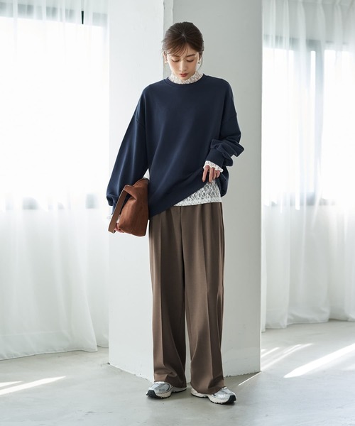 STYLE DELI（スタイルデリ）の「袖口から出すレーシィーインナートップス（Tシャツ/カットソー・レディース・ブラック/ホワイト/キナリ・MEDIUM）」の12枚目の写真