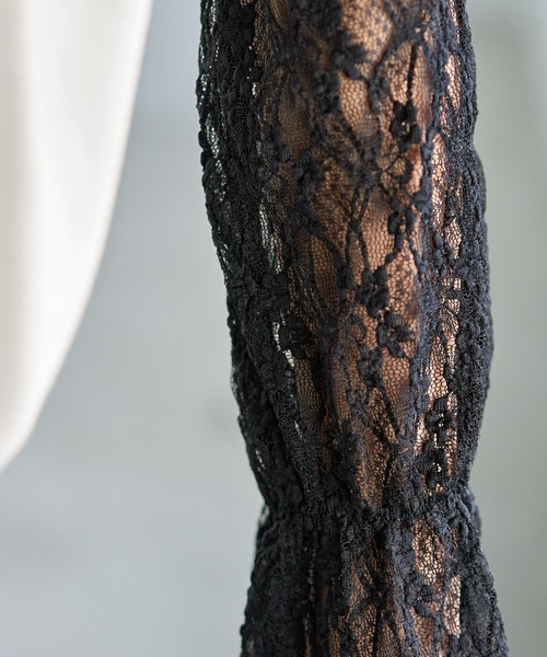 STYLE DELI（スタイルデリ）の「袖口から出すレーシィーインナートップス（Tシャツ/カットソー・レディース・ブラック/ホワイト/キナリ・MEDIUM）」の14枚目の写真