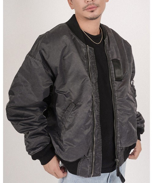 #Re:room（リルーム）の「カクタスハートウォッシュドヴィンテージMA-1（MA-1・メンズ・ダークブラック/ダークカーキ・S-M/M-L）」の2枚目の写真