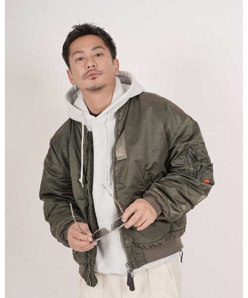 #Re:room（リルーム）の「カクタスハートウォッシュドヴィンテージMA-1（MA-1・メンズ・ダークブラック/ダークカーキ・S-M/M-L）」の4枚目の写真