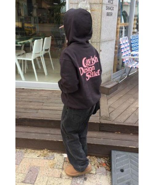 Cavish(カビシ)の「SELLER LOGO HOODIE CHARCOAL(PINK)(CV2BFUM400A)(パーカー・レディース・チャコール・X-LARGE/SMALL/MEDIUM/LARGE)」の13枚目の写真