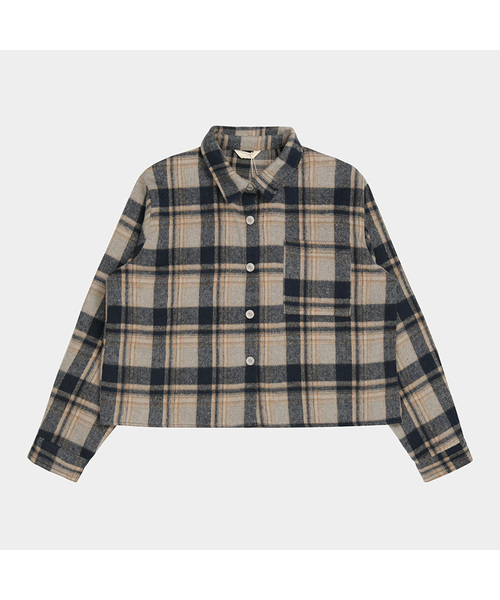 PIGMENT(ピグメント)の「ミックスクロップシャツ (KYNB2507065)(シャツ/ブラウス・レディース・ネイビー/ブルー・FREE)」の1枚目の写真