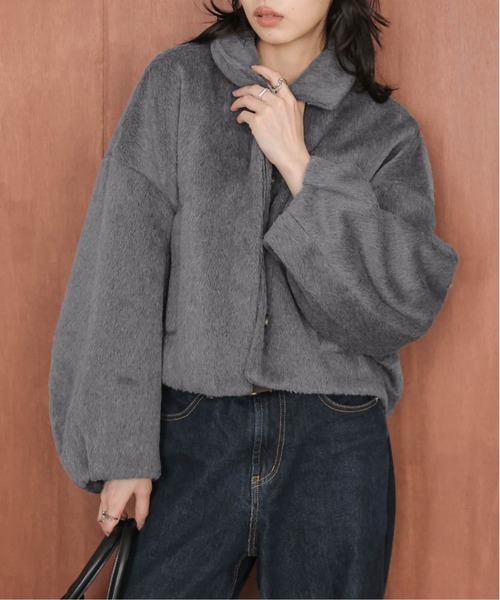 Lajour（ラジュール）の「【日本製】ウールMIXショートブルゾン（ブルゾン・レディース・ベージュ/グレー/ブラック/カーキ・フリー）」の7枚目の写真