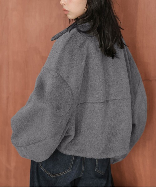 Lajour（ラジュール）の「【日本製】ウールMIXショートブルゾン（ブルゾン・レディース・ベージュ/グレー/ブラック/カーキ・フリー）」の9枚目の写真