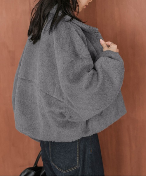 Lajour（ラジュール）の「【日本製】ウールMIXショートブルゾン（ブルゾン・レディース・ベージュ/グレー/ブラック/カーキ・フリー）」の10枚目の写真