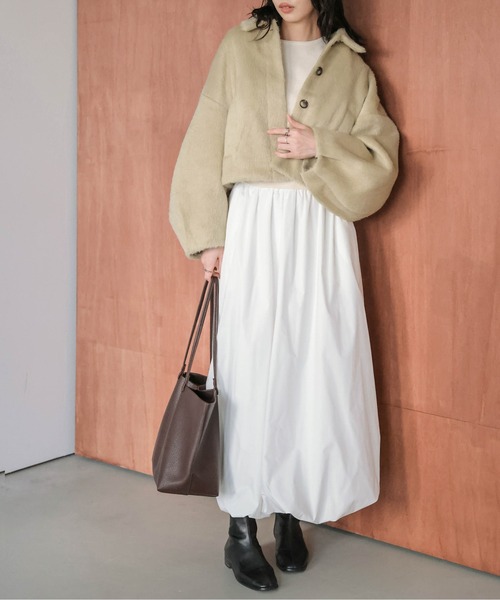 Lajour（ラジュール）の「【日本製】ウールMIXショートブルゾン（ブルゾン・レディース・ベージュ/グレー/ブラック/カーキ・フリー）」の13枚目の写真