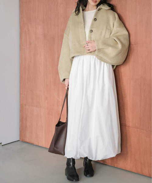 Lajour（ラジュール）の「【日本製】ウールMIXショートブルゾン（ブルゾン・レディース・ベージュ/グレー/ブラック/カーキ・フリー）」の14枚目の写真