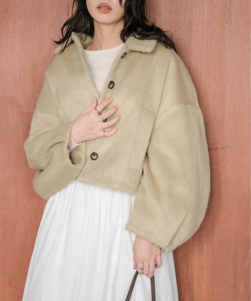 Lajour（ラジュール）の「【日本製】ウールMIXショートブルゾン（ブルゾン・レディース・ベージュ/グレー/ブラック/カーキ・フリー）」の15枚目の写真