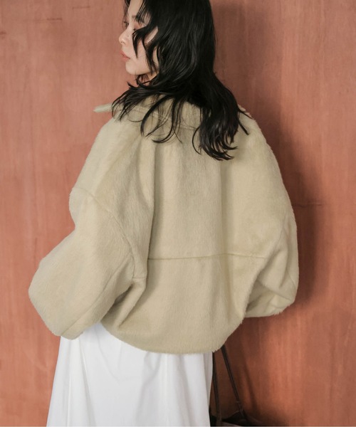 Lajour（ラジュール）の「【日本製】ウールMIXショートブルゾン（ブルゾン・レディース・ベージュ/グレー/ブラック/カーキ・フリー）」の16枚目の写真