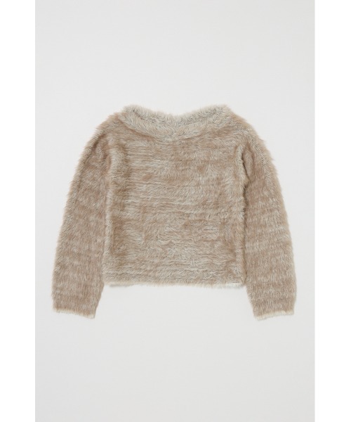 MOUSSY(マウジー)の「FAUX FUR KNIT CROP トップス(ニット/セーター・レディース・ベージュ/ネイビー/グレー・FREE)」の3枚目の写真