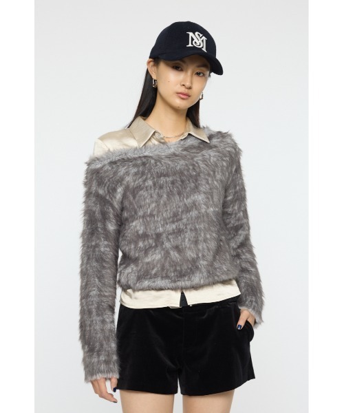 セール】FAUX FUR KNIT CROP トップス（ニット/セーター）｜MOUSSY