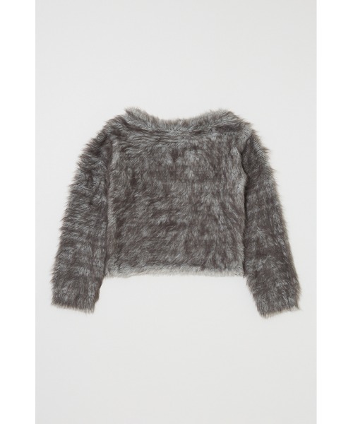 MOUSSY(マウジー)の「FAUX FUR KNIT CROP トップス(ニット/セーター・レディース・ベージュ/ネイビー/グレー・FREE)」の11枚目の写真