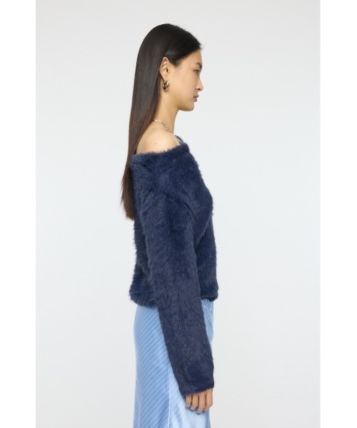 MOUSSY(マウジー)の「FAUX FUR KNIT CROP トップス(ニット/セーター・レディース・ベージュ/ネイビー/グレー・FREE)」の18枚目の写真