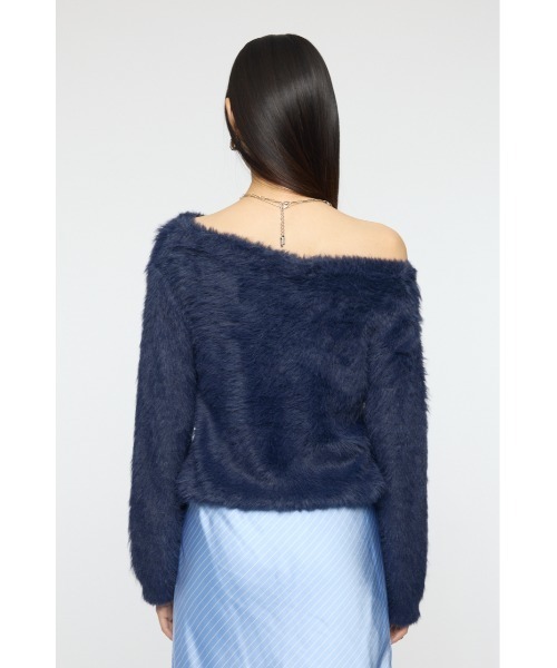 MOUSSY(マウジー)の「FAUX FUR KNIT CROP トップス(ニット/セーター・レディース・ベージュ/ネイビー/グレー・FREE)」の19枚目の写真
