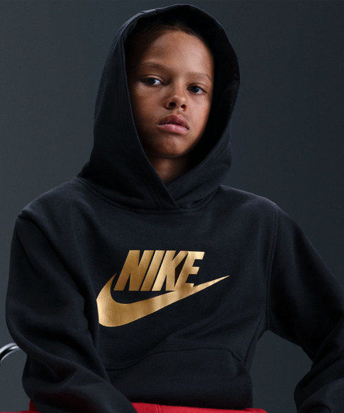 NIKE（ナイキ）の「NIKE/ナイキ キッズ パーカー K NSW CLUB FLC HDY GOLD S IH2874-010（パーカー・キッズ・ブラック・150cm/130cm/140cm/160cm）」の7枚目の写真