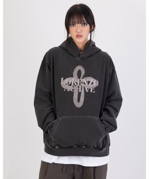 Flower Print Hoodie - Pigment Black（パーカー）｜APEX DESIGN
