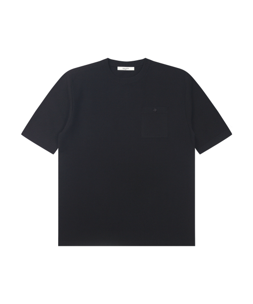 SOLEW(ソル)の「ポケットラウンドネック半袖ニット_ブラック(ニット/セーター・メンズ・その他・SMALL/MEDIUM/LARGE/X-LARGE)」の1枚目の写真