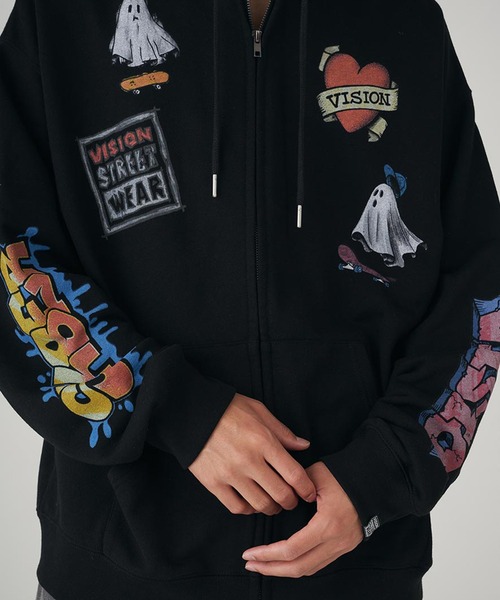 VISION STREET WEAR（ヴィジョンストリートウェア）の「Ghost ZIP パーカー（パーカー・メンズ・ブラック・L/M）」の2枚目の写真
