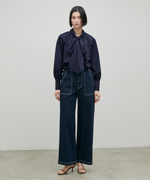 LARUTA（ラルータ）の「【LARUTA】セレモニー対応可／ボータイリボンギャザーブラウス（シャツ/ブラウス・レディース・ネイビー/オフホワイト/サックスブルー・FREE）」の17枚目の写真