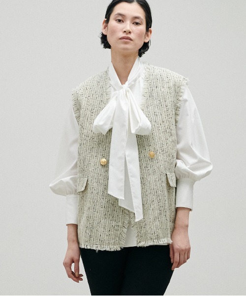 LARUTA（ラルータ）の「【LARUTA】セレモニー対応可／ボータイリボンギャザーブラウス（シャツ/ブラウス・レディース・ネイビー/オフホワイト/サックスブルー・FREE）」の11枚目の写真