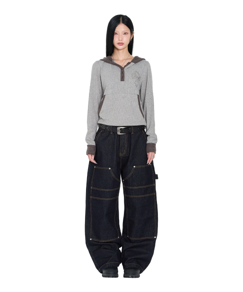 AAKAM（アーカム）の「Lined Double Knee Denim Pants (Blue)（デニムパンツ・レディース・その他・1/2）」の4枚目の写真