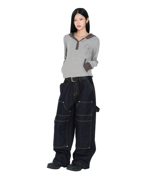 AAKAM（アーカム）の「Lined Double Knee Denim Pants (Blue)（デニムパンツ・レディース・その他・1/2）」の8枚目の写真