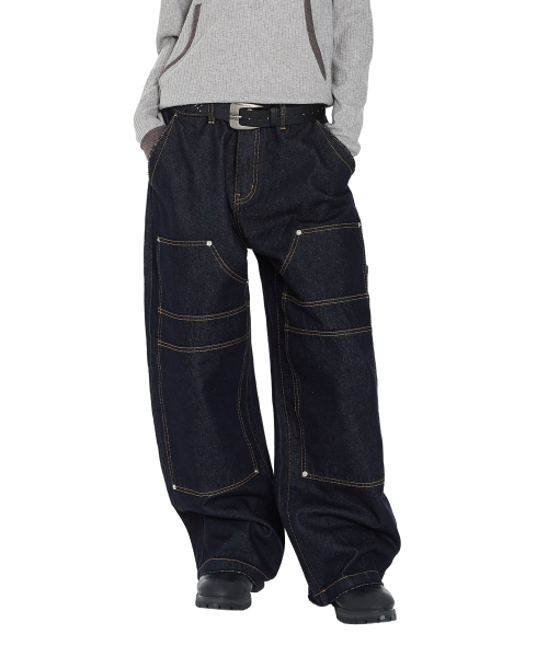 AAKAM（アーカム）の「Lined Double Knee Denim Pants (Blue)（デニムパンツ・レディース・その他・1/2）」の9枚目の写真