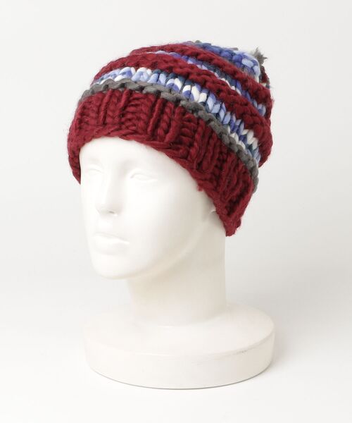 newhattan（ニューハッタン）の「【T14】【new hattan/ニューハッタン】100% acrylic hand knitted hats with velvet lining（ニットキャップ/ビーニー・メンズ・C/ブラック/A/B・FREE）」の2枚目の写真