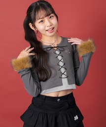 ANAP GｉRL | 袖ファー付スピンドルレイヤード トップス(Tシャツ/カットソー)