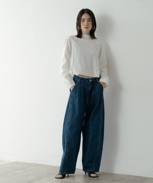 GALLEST(ギャレスト)の「バレルデニムパンツ(デニムパンツ・レディース・ネイビー/ホワイト/ブルー・36/38/40)」の4枚目の写真