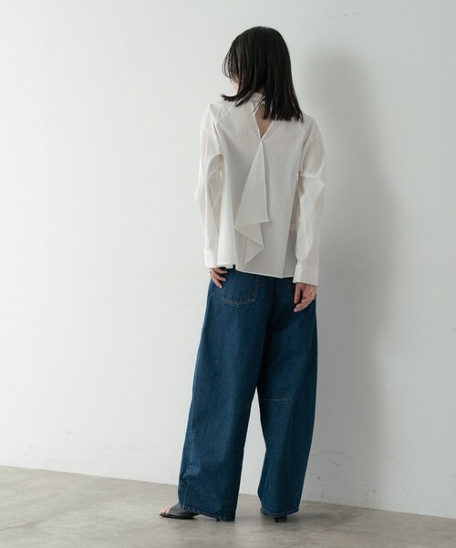 GALLEST(ギャレスト)の「バレルデニムパンツ(デニムパンツ・レディース・ネイビー/ホワイト/ブルー・36/38/40)」の5枚目の写真
