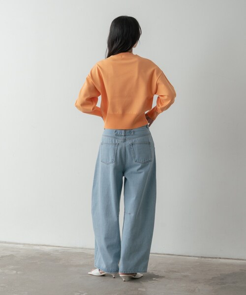 GALLEST(ギャレスト)の「バレルデニムパンツ(デニムパンツ・レディース・ネイビー/ホワイト/ブルー・36/38/40)」の14枚目の写真