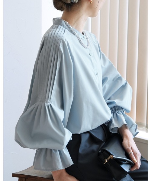 reca(レカ)の「キャンディ袖シャツ(シャツ/ブラウス・レディース・サックスブルー/ブラック/イエロー系/オフホワイト・M)」の3枚目の写真