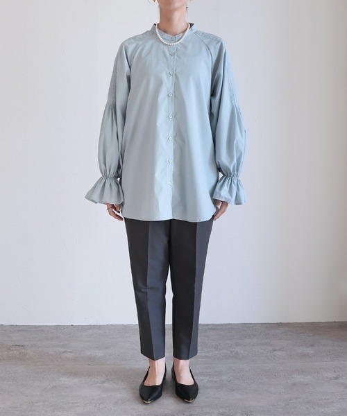 reca(レカ)の「キャンディ袖シャツ(シャツ/ブラウス・レディース・サックスブルー/ブラック/イエロー系/オフホワイト・M)」の13枚目の写真